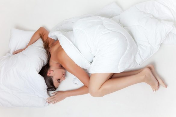 bed, sleep, girl, asleep, sleeping position, sleeping girl, bedding, white sheets, tired, pillow, duvet, blanket, relax, woman, rest