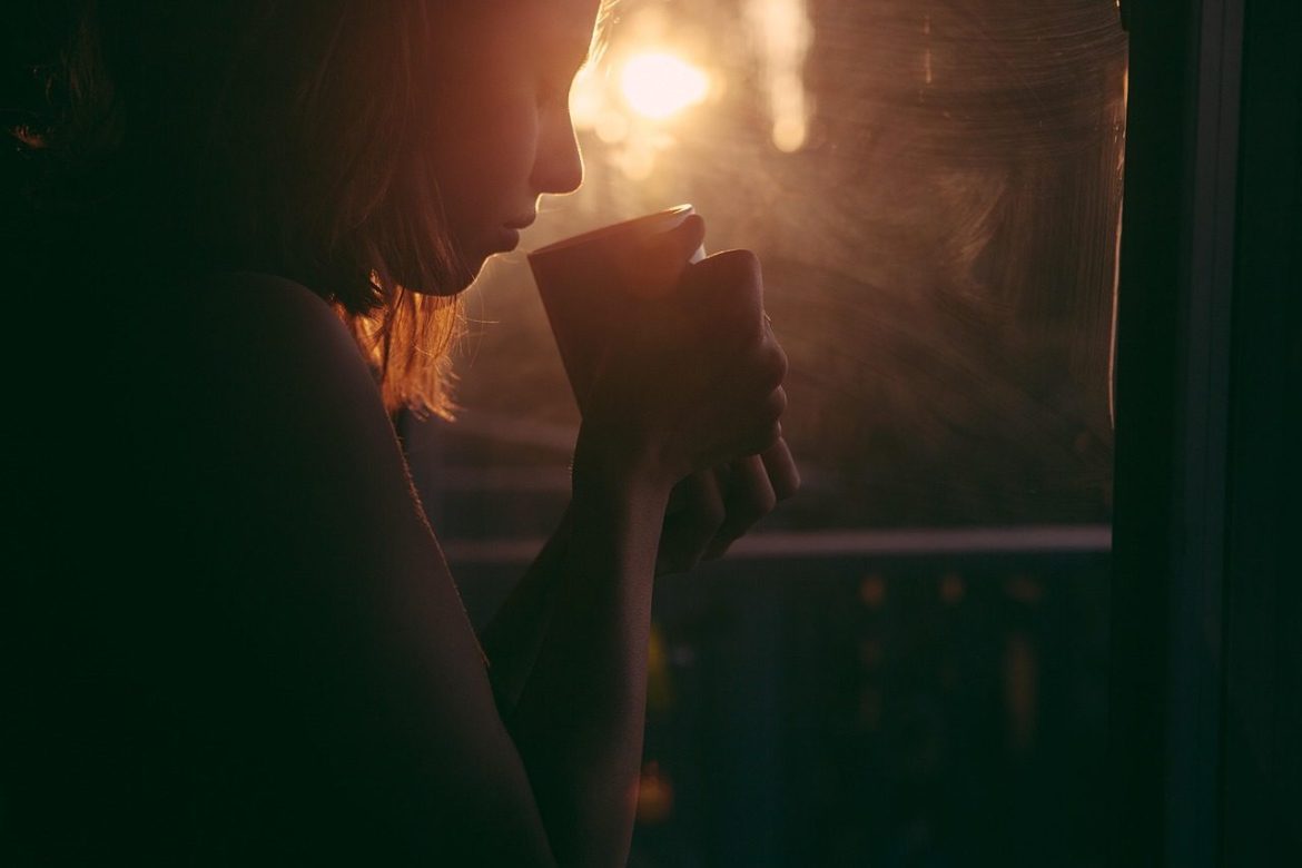 girl, drinking, tea, coffee cup, sunset, sad woman, nature, young, woman, sipping