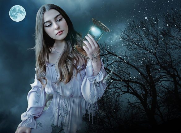 gothic, fantasy, dark, woman, female, young, beauty, model, medieval, time, hourglass, night, trees, magic, magic hourglass, mystery, mysterious, dream, moon, full moon, blue tree, blue moon, blue time, blue fantasy, blue beauty, nature, blue model, blue night, blue dark, blue dream, blue magic