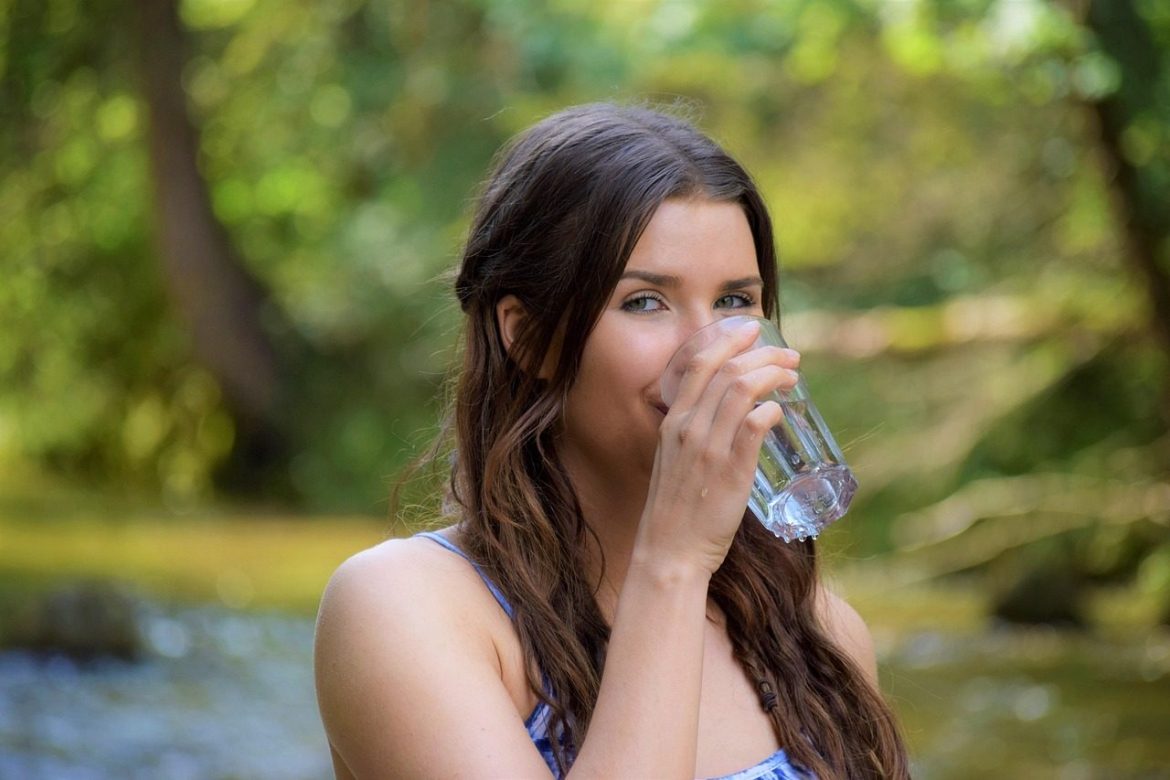 woman, hydrotherapy, drink, water, glass, nature, trees, outdoors, kneipp, health, water applications